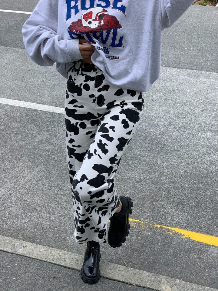 MIAOU Cow Print Lou Brown and white Pants size S NWT $245 | eBay